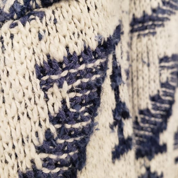 Vintage Blue and White Geometric Sweater - Picture 12 of 16